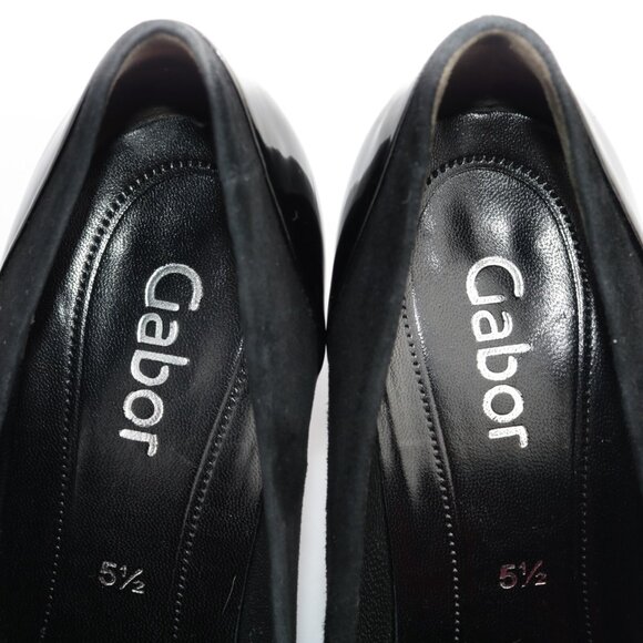 Gabor Womens Vision Pumps Size 8 Black Suede Patent Mid Heel Comfy Dress Shoes - Picture 11 of 13